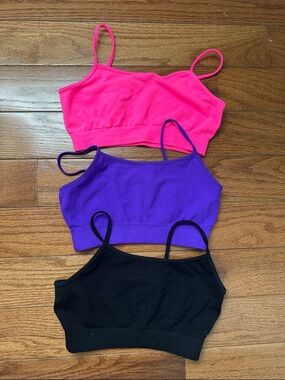 Heartbreaker Girls' 3-Pack Tank Top Crop Bralette - Pink, Purple, Black